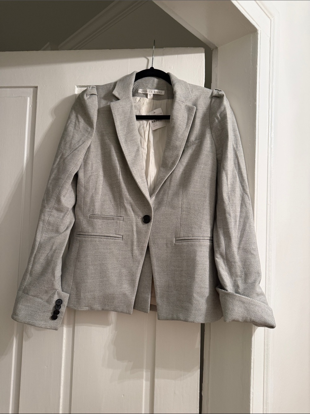 Veronica beard 4 herringbone Light Gray Women's Tailored Blazer -